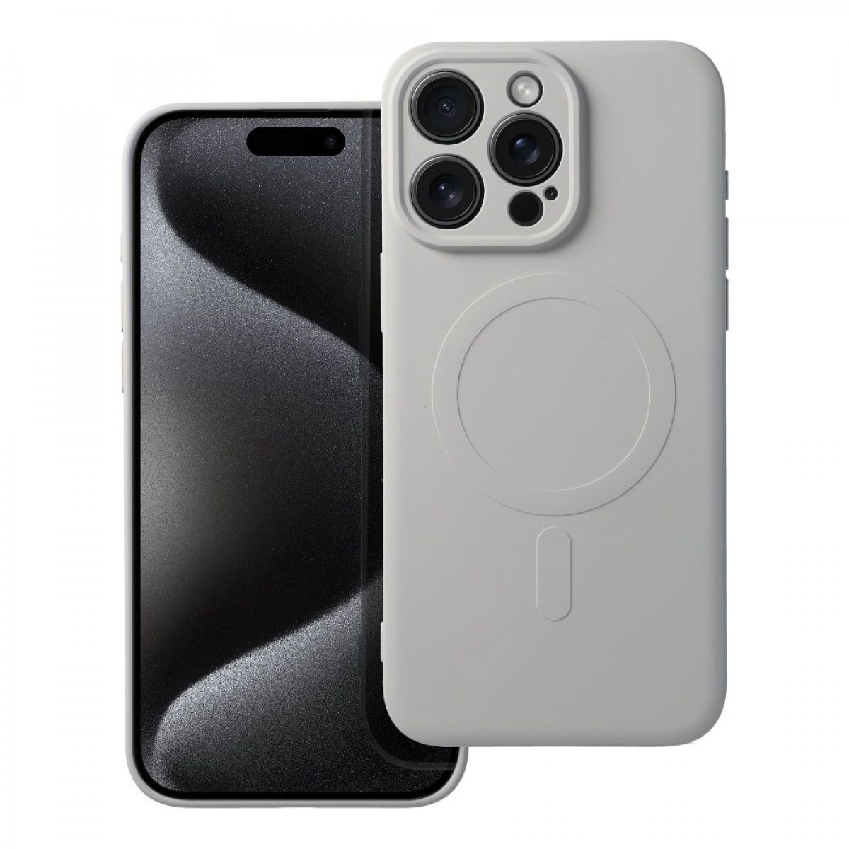 Forcell iPhone 15 Pro Max MagSafe Θήκη Σιλικόνης - Grey Titanium