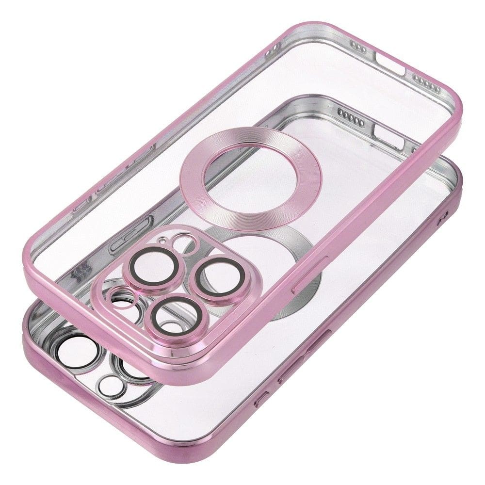 Forcell iPhone 16 Pro Glam Θήκη Με Πλαίσιο Σιλικόνης Διάφανη - Pink
