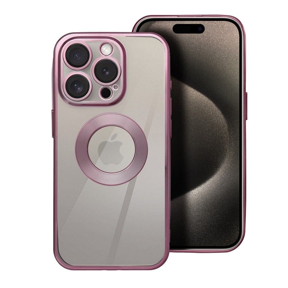 Forcell iPhone 16 Pro Glam Θήκη Με Πλαίσιο Σιλικόνης Διάφανη - Pink