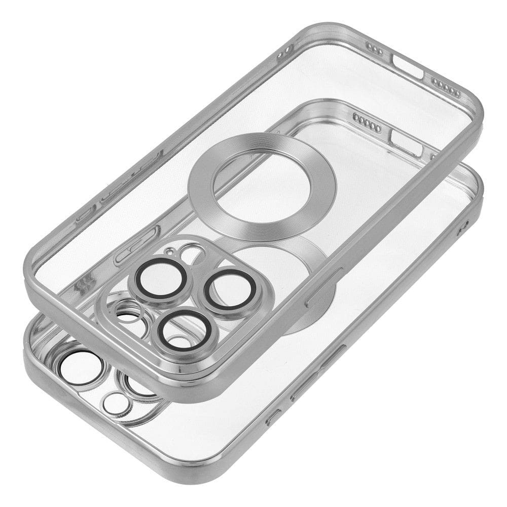 Forcell iPhone 16 Pro Glam Θήκη Με Πλαίσιο Σιλικόνης Διάφανη - Silver