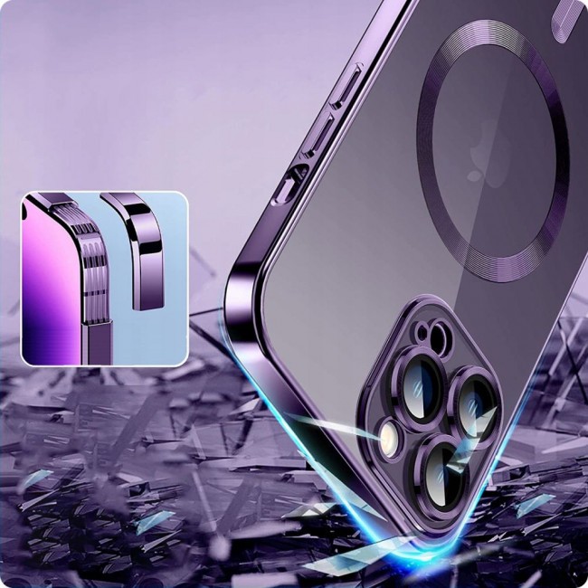 Tech Protect iPhone 14 Pro MagSafe Θήκη Με Πλαίσιο Σιλικόνης Διάφανη - Purple