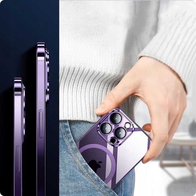 Tech Protect iPhone 14 Pro MagSafe Θήκη Με Πλαίσιο Σιλικόνης Διάφανη - Purple