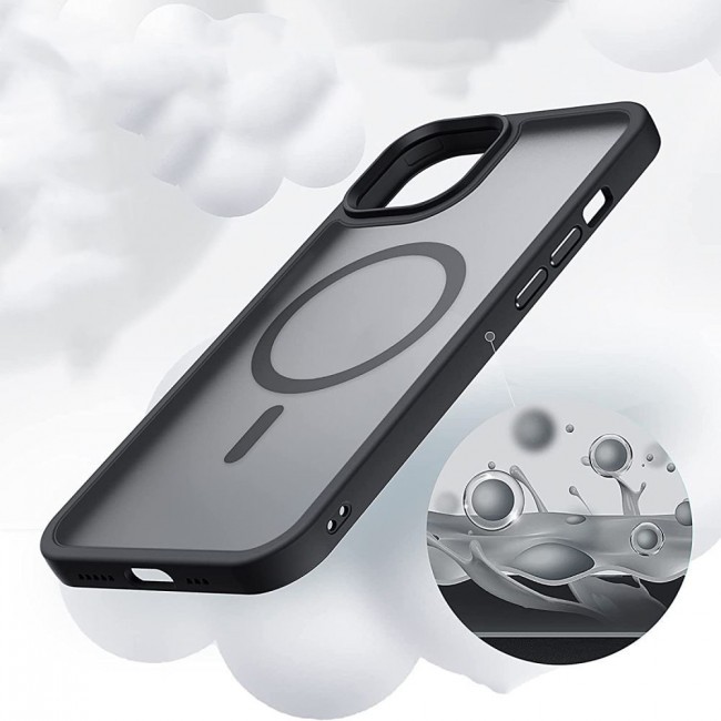 Tech Protect iPhone 12 Pro Max MagSafe Matte Θήκη Με Πλαίσιο Σιλικόνης Διάφανη - Black