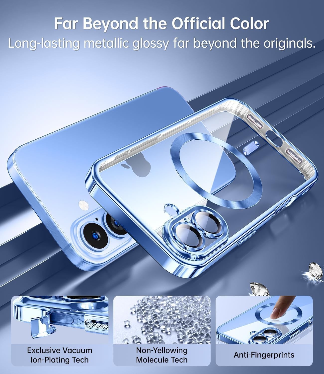 Forcell iPhone 16 Plus MagSafe Electro Θήκη Με Πλαίσιο Σιλικόνης Διάφανη - Blue