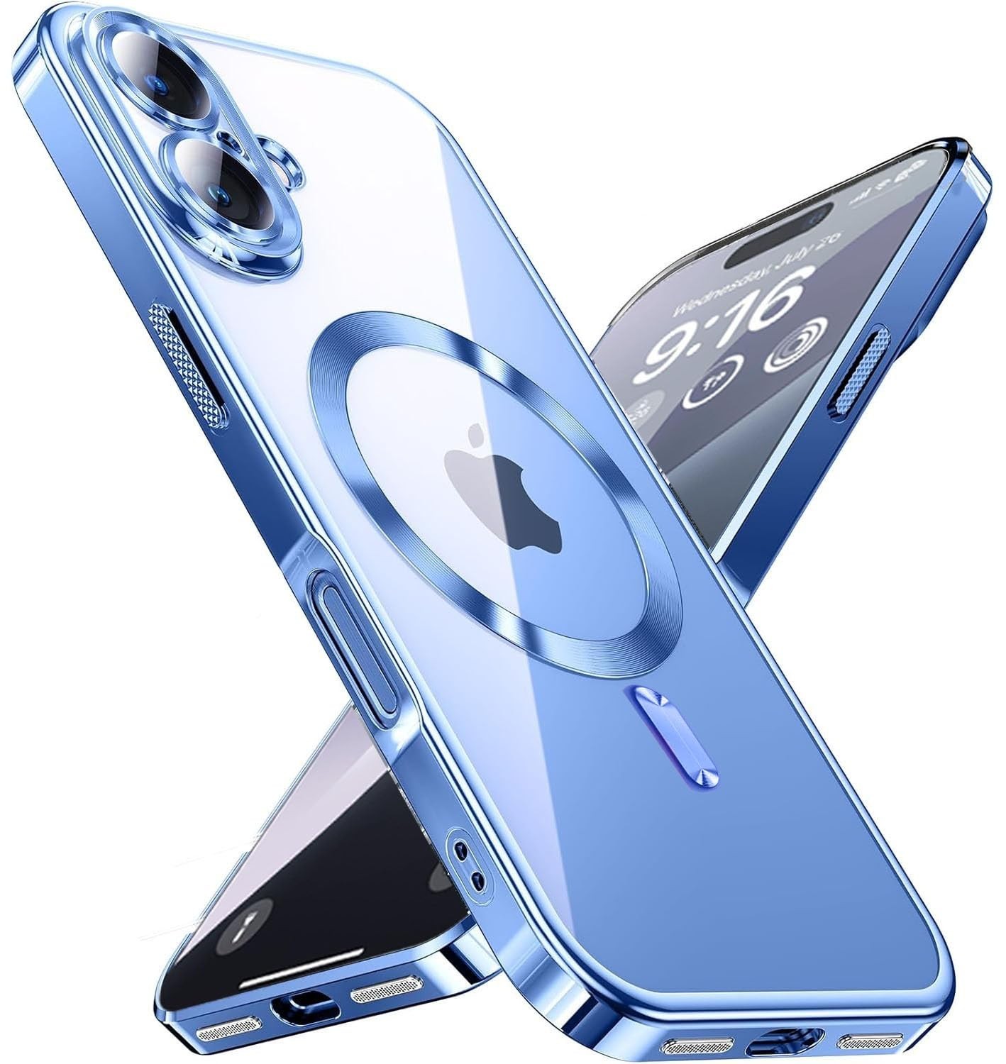Forcell iPhone 16 Plus MagSafe Electro Θήκη Με Πλαίσιο Σιλικόνης Διάφανη - Blue