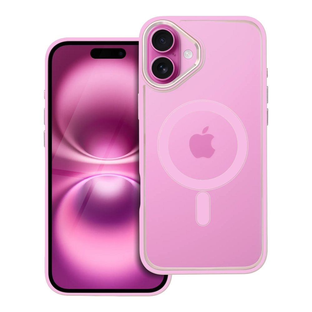 Forcell iPhone 16 Plus MagSafe Θήκη Με Πλαίσιο Σιλικόνης Διάφανη - Pink