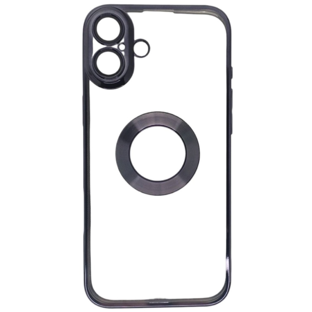 Forcell iPhone 16 Plus Glam Θήκη Με Πλαίσιο Σιλικόνης Διάφανη - Black