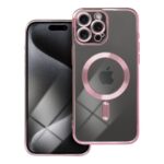 Forcell iPhone 12 Pro Max MagSafe Electro Θήκη Με Πλαίσιο Σιλικόνης Διάφανη - Rose Gold