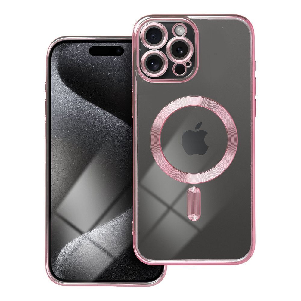 Forcell iPhone 12 Pro Max MagSafe Electro Θήκη Με Πλαίσιο Σιλικόνης Διάφανη - Rose Gold