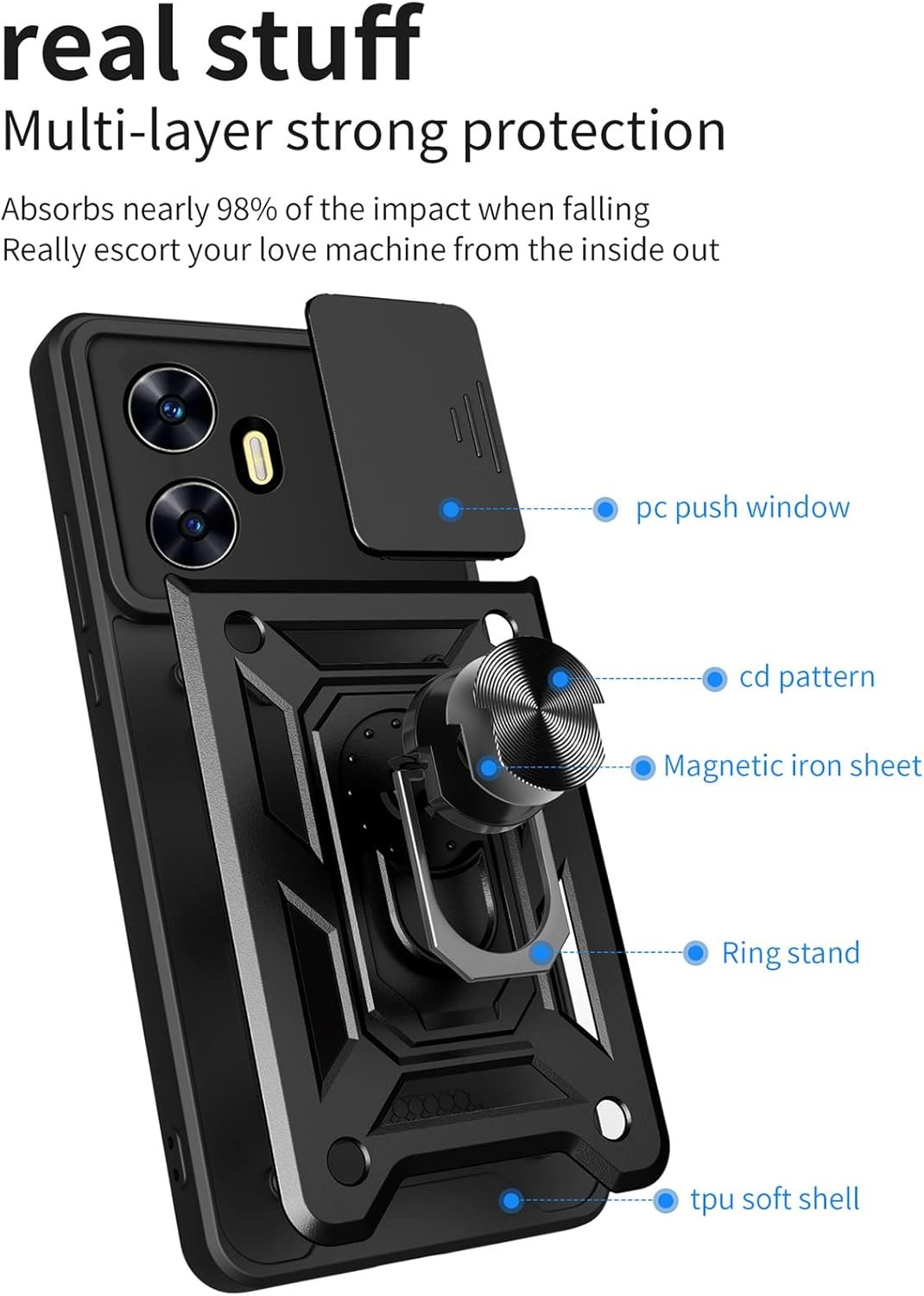Forcell Realme C55 Defender Slide Camera Θήκη Σκληρή - Black