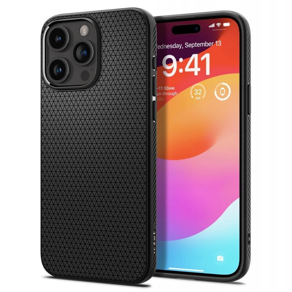 Spigen iPhone 15 Pro Liquid Air Θήκη Σιλικόνης - Black ACS06704