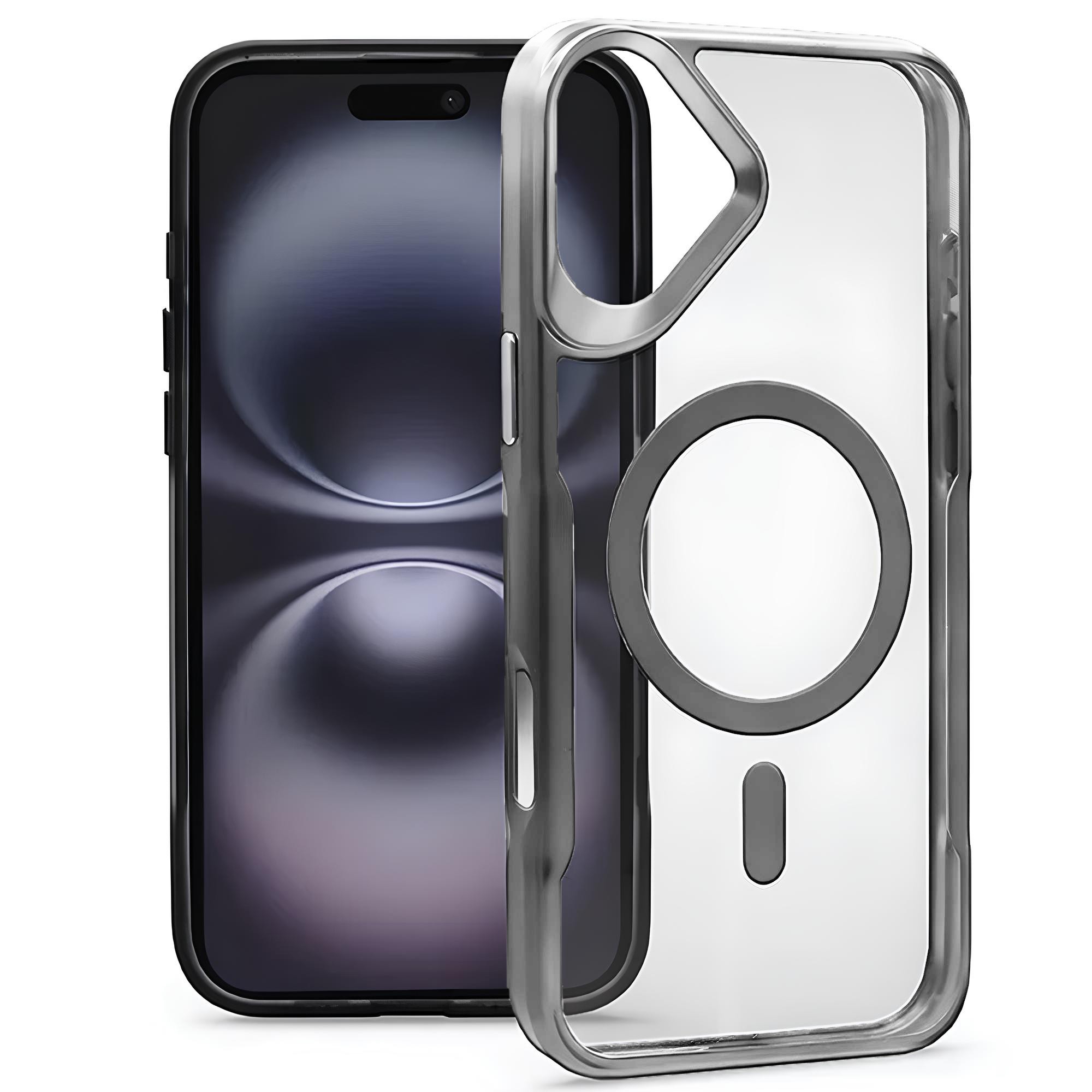 Forcell iPhone 16 Plus MagSafe Ergofit Θήκη Με Πλαίσιο Σιλικόνης Διάφανη - Silver