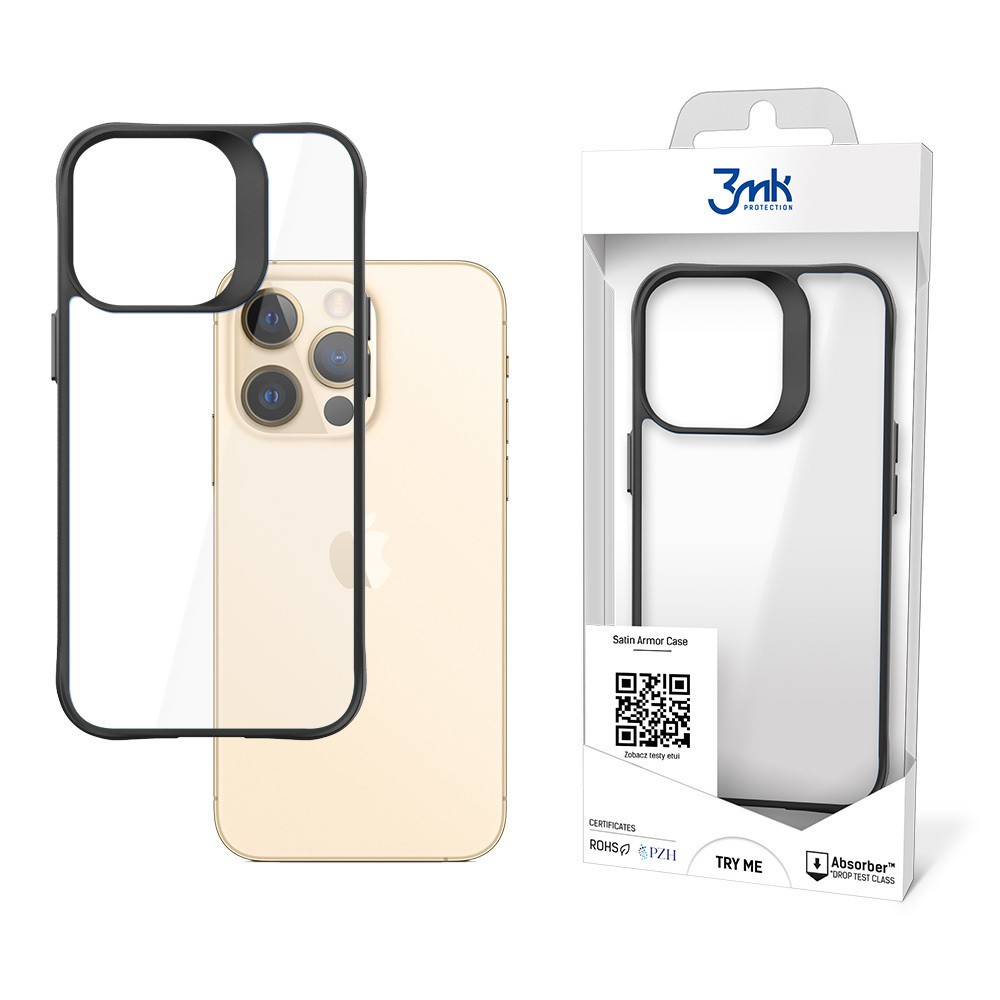 3MK iPhone 12 Pro Max Θήκη Με Πλαίσιο Σιλικόνης Διάφανη - Black