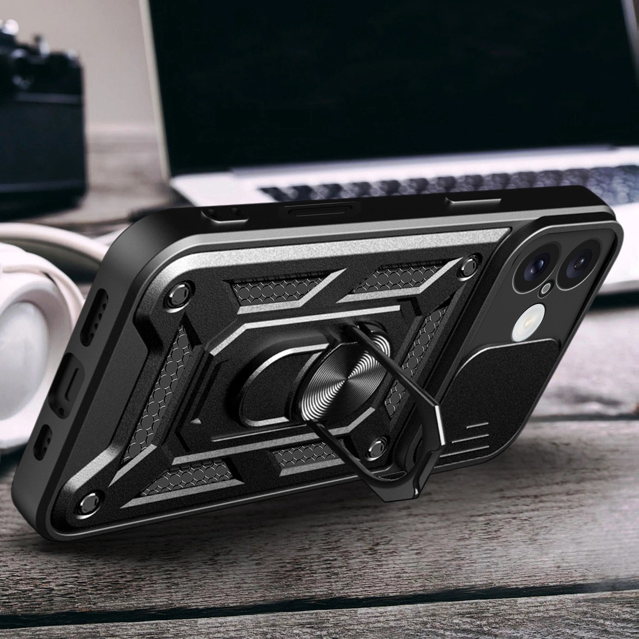 Forcell iPhone 16 Plus Hybrid Armor Camshield Θήκη Σκληρή - Black