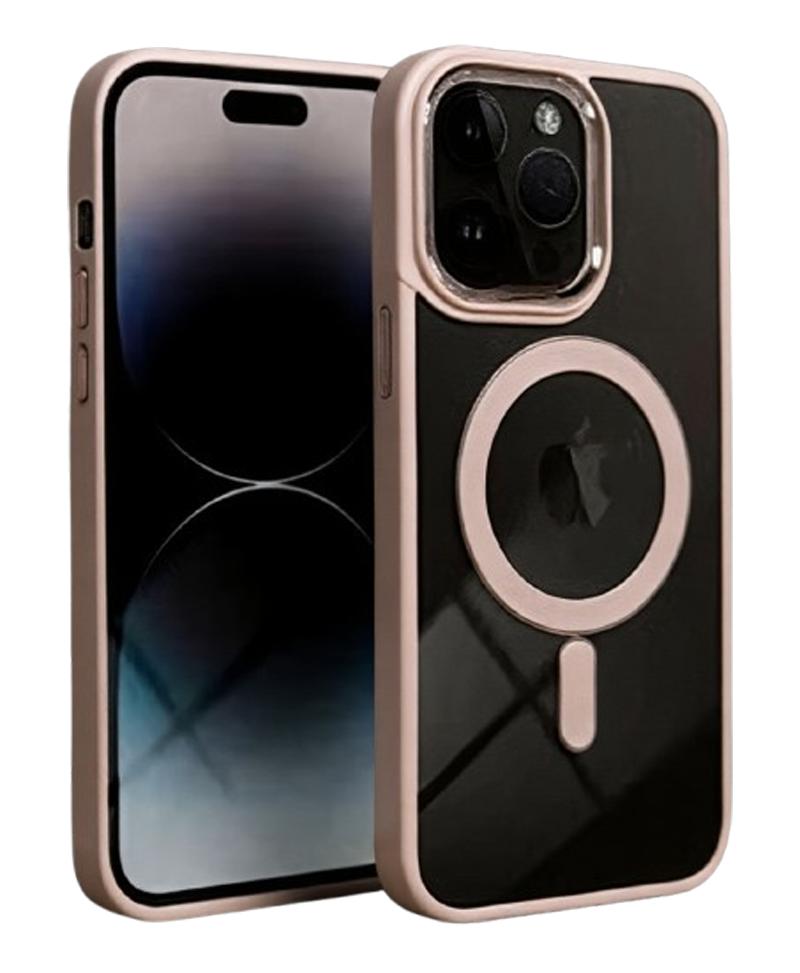 Forcell iPhone 16 Pro Max MagSafe Color Edge Θήκη Με Πλαίσιο Σιλικόνης Διάφανη - Pink