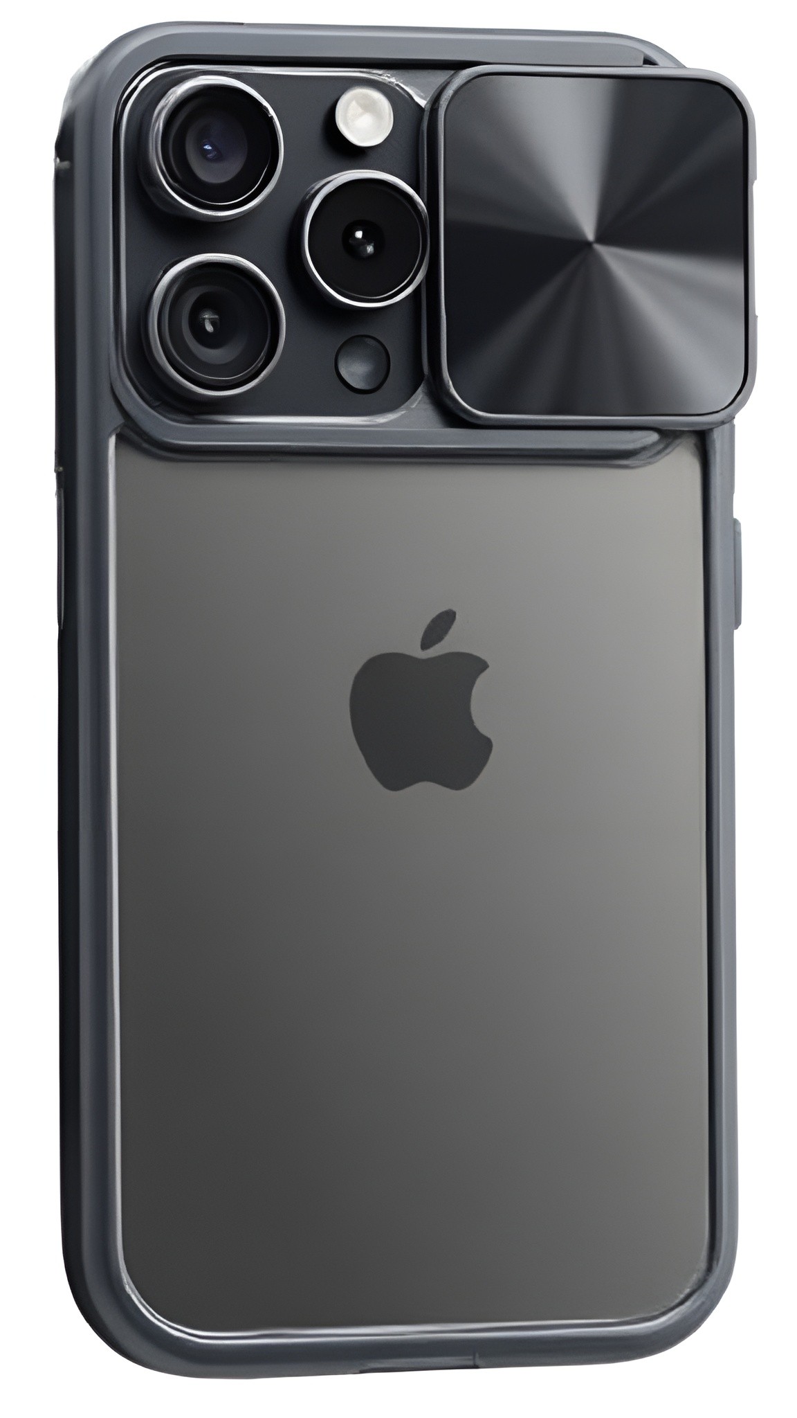 Forcell iPhone 15 Pro Max Slider Camera Θήκη Με Πλαίσιο Σιλικόνης Διάφανη - Black