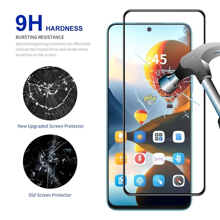 Oppo A98 / A58 4G Προστασία Οθόνης με Μαύρο Περίγραμμα ENKAY Hat-Prince HD Full Glue Tempered Glass Black