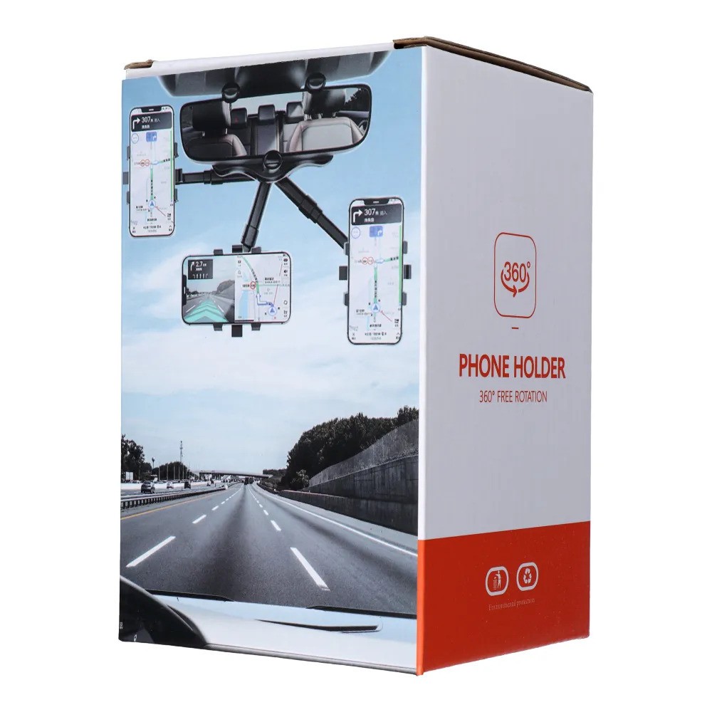 Βάση Αυτοκινήτου Για Κινητό 360° Car Rearview Mirror Phone Holder Μαύρη