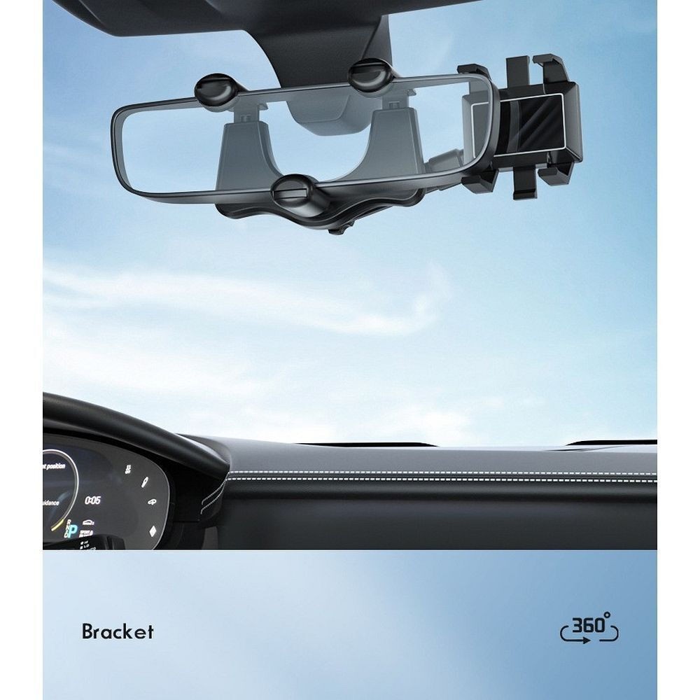 Βάση Αυτοκινήτου Για Κινητό 360° Car Rearview Mirror Phone Holder Μαύρη