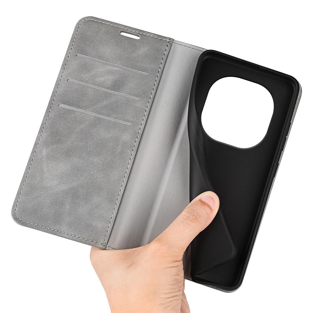 Tel1 Xiaomi Redmi Note 14 Pro 5G / 14 Pro Plus 5G/ Poco X7 5G Retro-skin Magnetic Suction Θήκη Βιβλίο - Grey