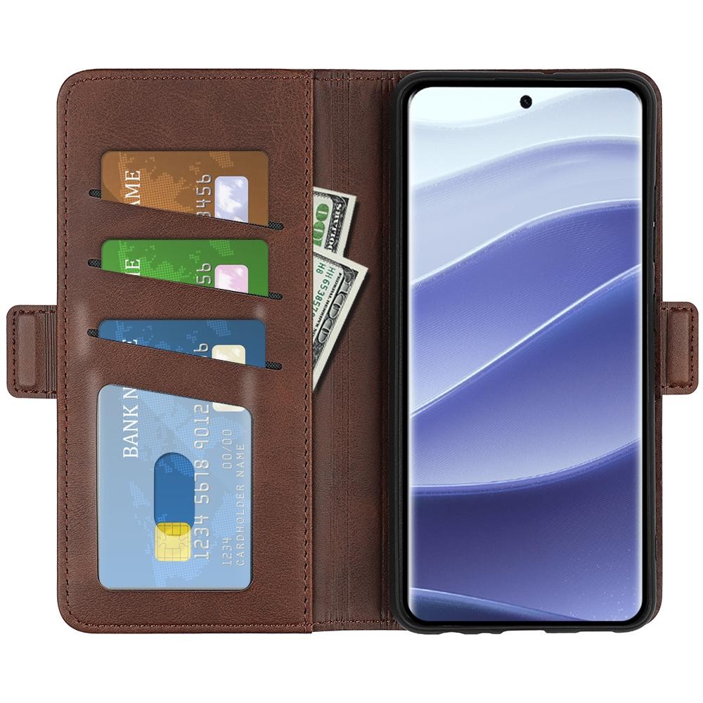 Tel1 Xiaomi Redmi Note 14 Pro 5G / 14 Pro Plus 5G / Poco X7 5G Dual-side Magnetic Buckle Θήκη Βιβλίο - Brown
