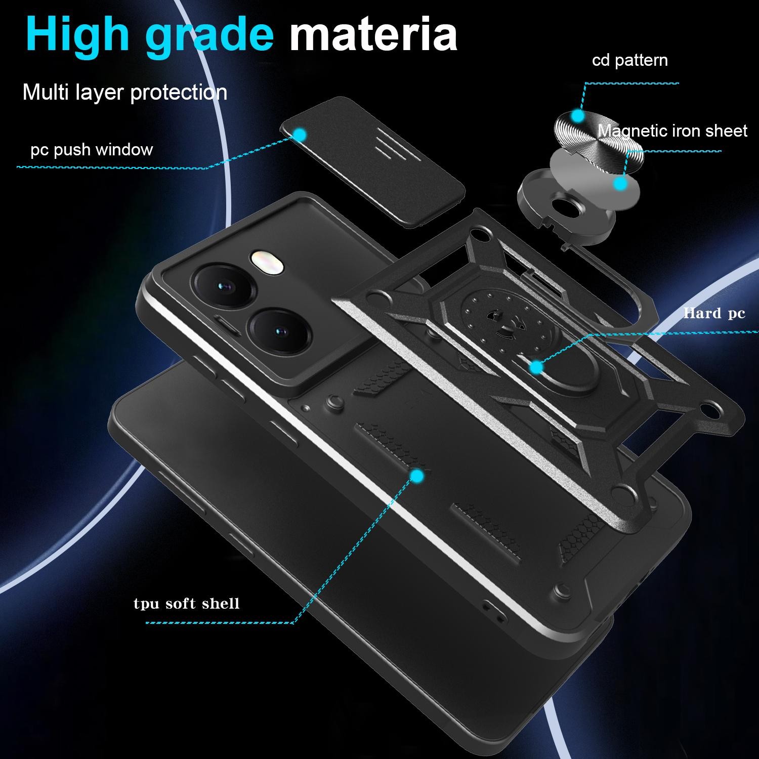 Forcell Xiaomi Poco X7 Pro 5G Sliding Camshield Θήκη Σκληρή - Red