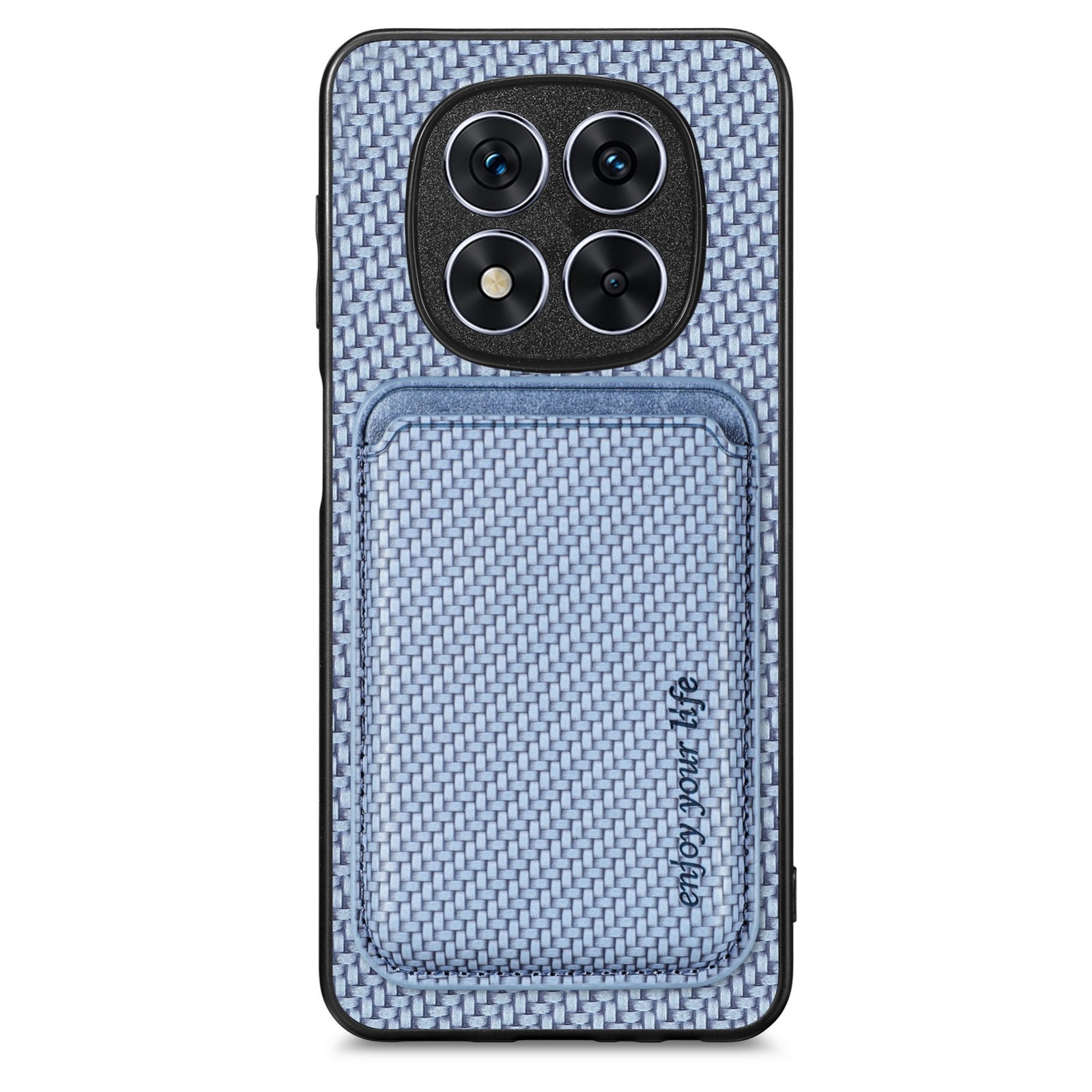 Forcell Xiaomi Redmi Note 14 Pro 5G Carbon Fiber Card Magnetic Θήκη Σιλικόνης - Blue