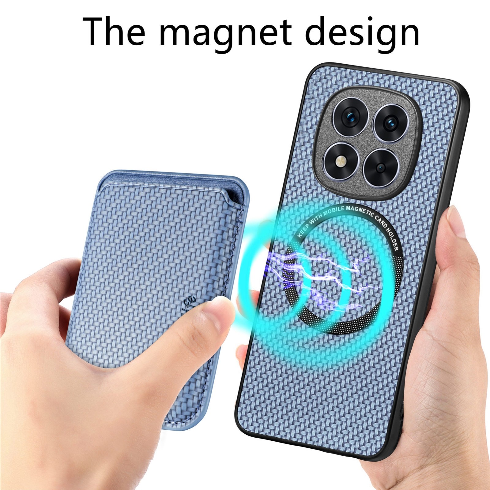 Forcell Xiaomi Redmi Note 14 Pro 5G Carbon Fiber Card Magnetic Θήκη Σιλικόνης - Blue