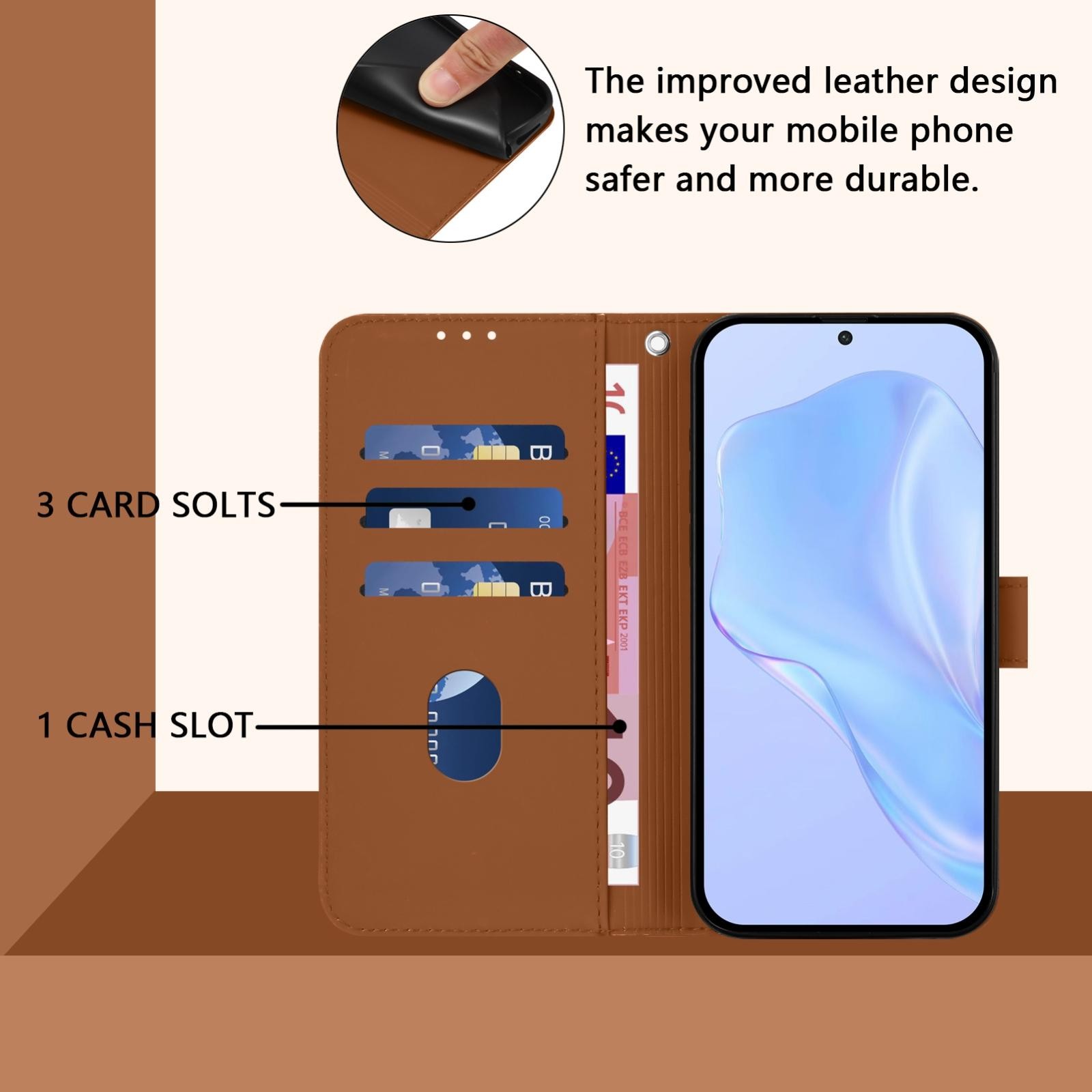 Tel1 Xiaomi Redmi Note 14 Pro 5G / 14 Pro Plus 5G / Poco X7 5G Skin Feel Solid Θήκη Βιβλίο - Brown