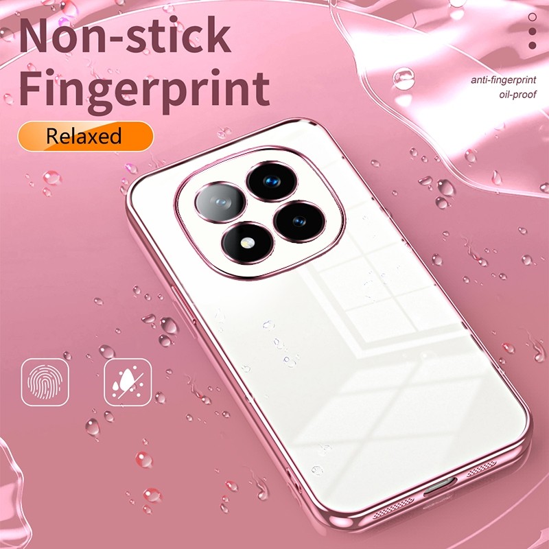 Forcell Xiaomi Redmi Note 14 Pro Plus 5G Plating Fine Hole Θήκη με Πλαίσιο Σιλικόνης Διάφανη - Silver