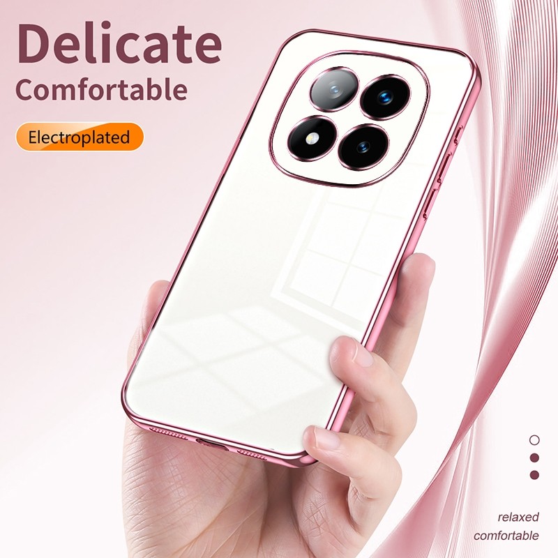 Forcell Xiaomi Redmi Note 14 Pro Plus 5G Plating Fine Hole Θήκη με Πλαίσιο Σιλικόνης Διάφανη - Silver