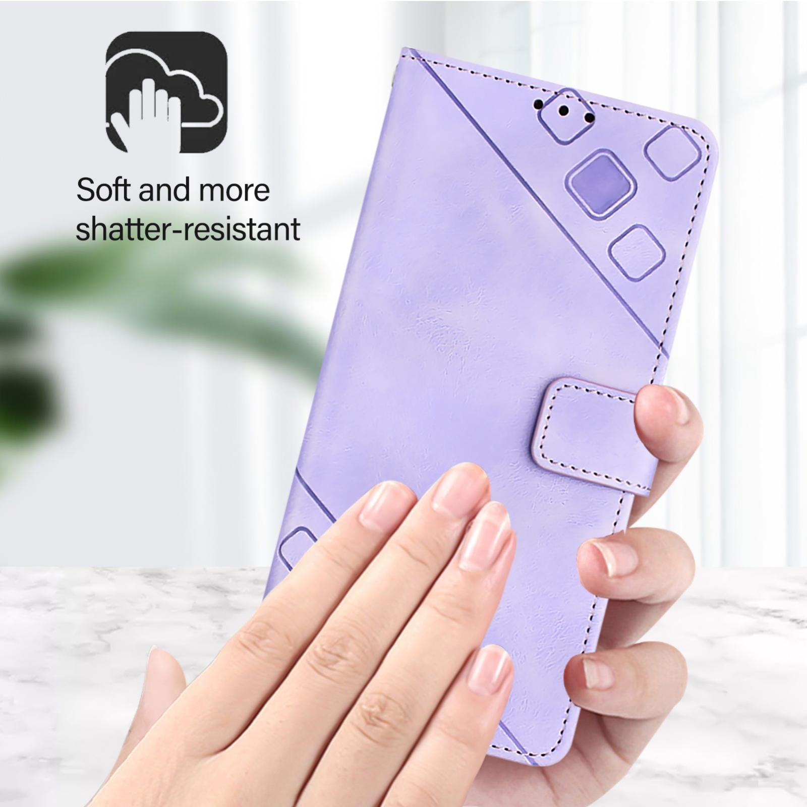 Tel1 Xiaomi Poco X7 Pro 5G Skin Feel Embossed Θήκη Βιβλίο - Light Purple
