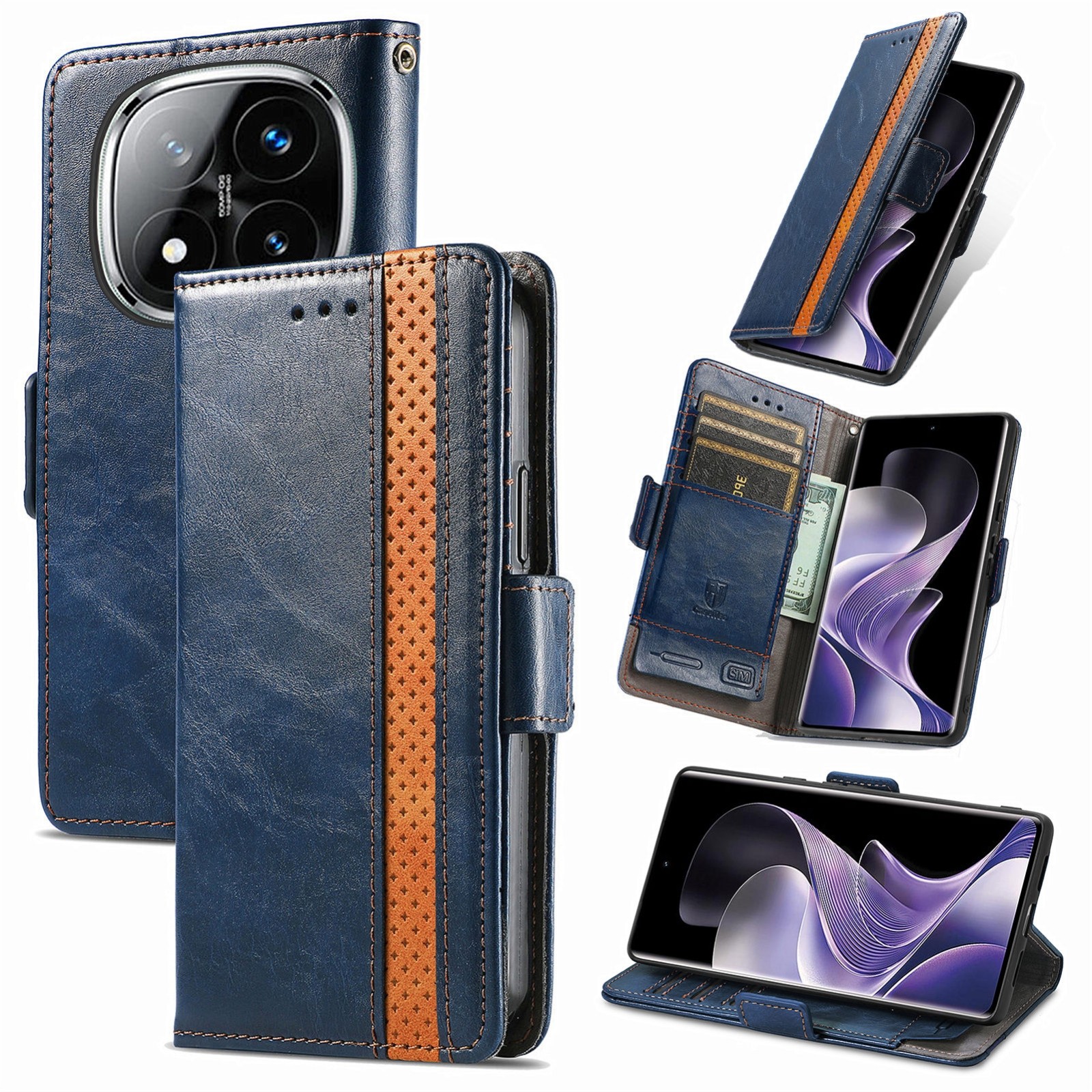 Tel1 Xiaomi Redmi Note 14 Pro 4G / 14 Pro Plus 5G / Poco X7 5G Dual Magnetic Buckle Θήκη Βιβλίο - Blue