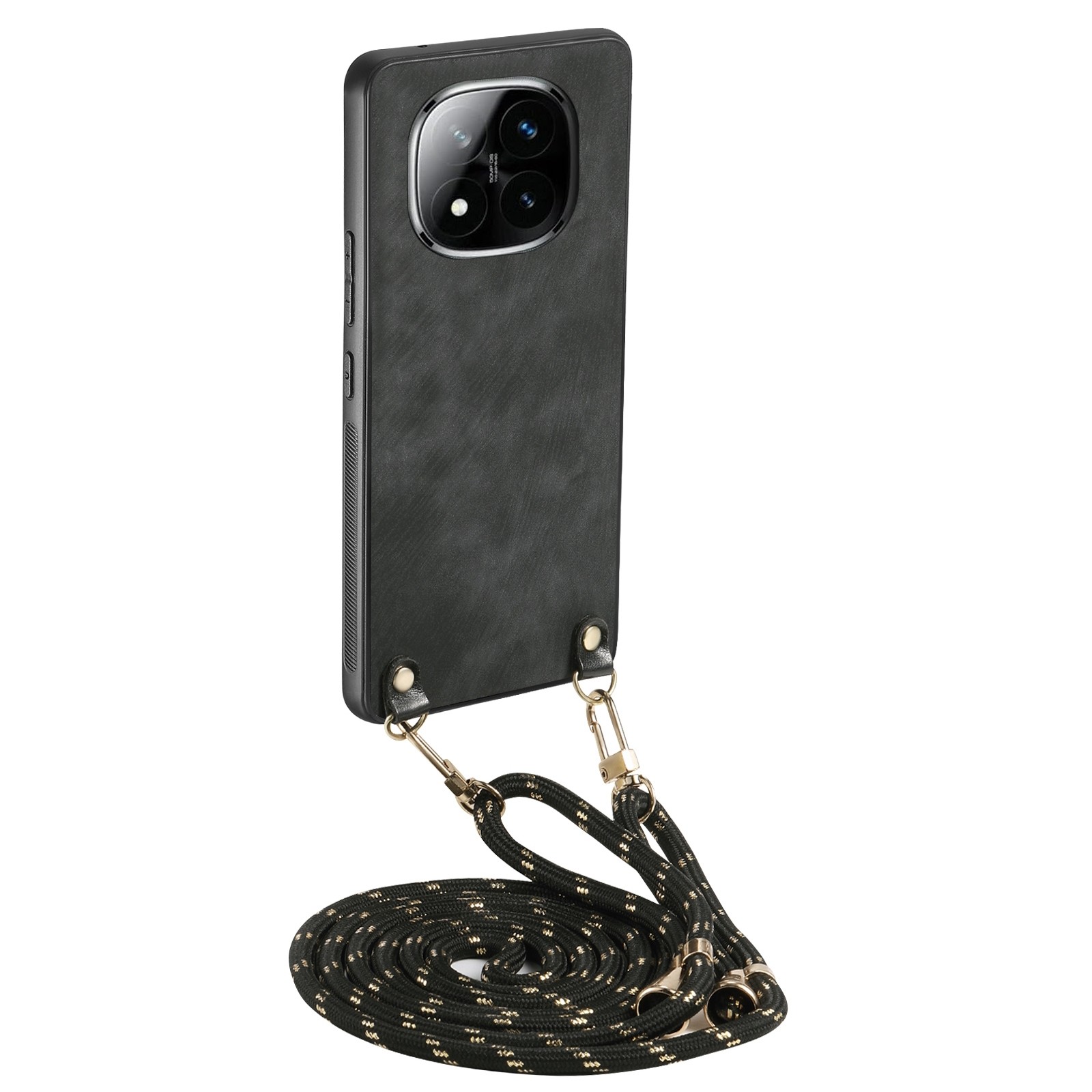 Forcell Xiaomi Redmi Note 14 Pro Plus 5G Vintage Back Cover with Strap Θήκη Σιλικόνης - Black