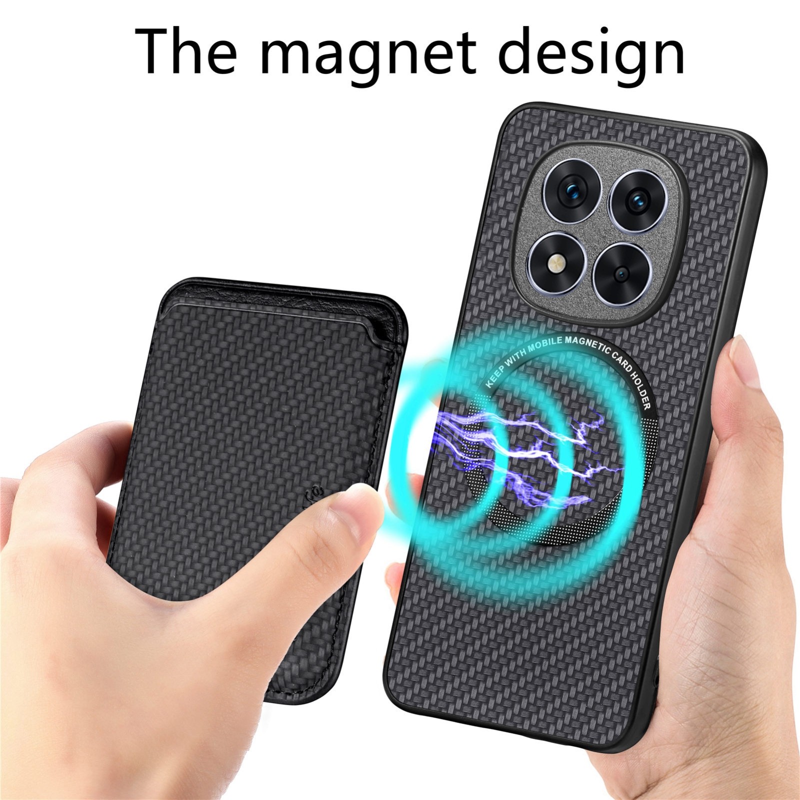 Forcell Xiaomi Redmi Note 14 Pro Plus 5G Carbon Fiber Card Magnetic Θήκη Σιλικόνης - Black