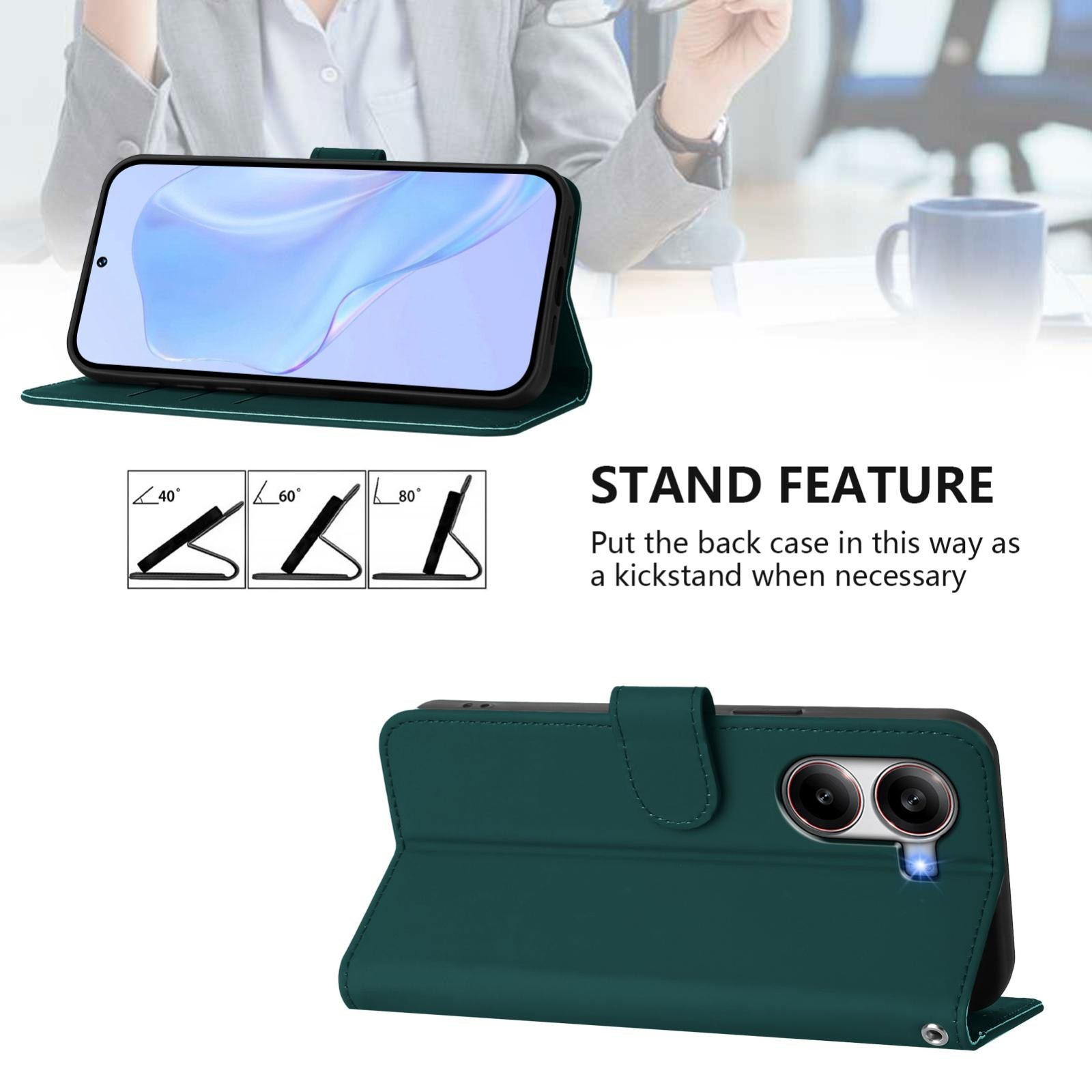 Tel1 Xiaomi Poco X7 Pro 5G Skin Feel Solid Θήκη Βιβλίο - Green