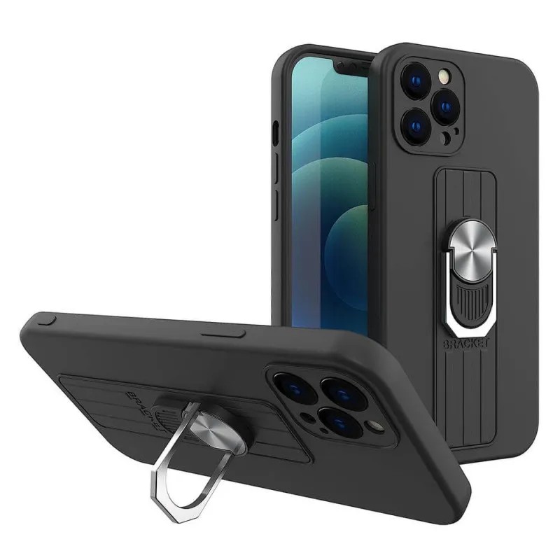 Forcell Xiaomi Redmi Note 10 4G / Note 10S / Poco M5s Finger Grip Θήκη Σιλικόνης - Black