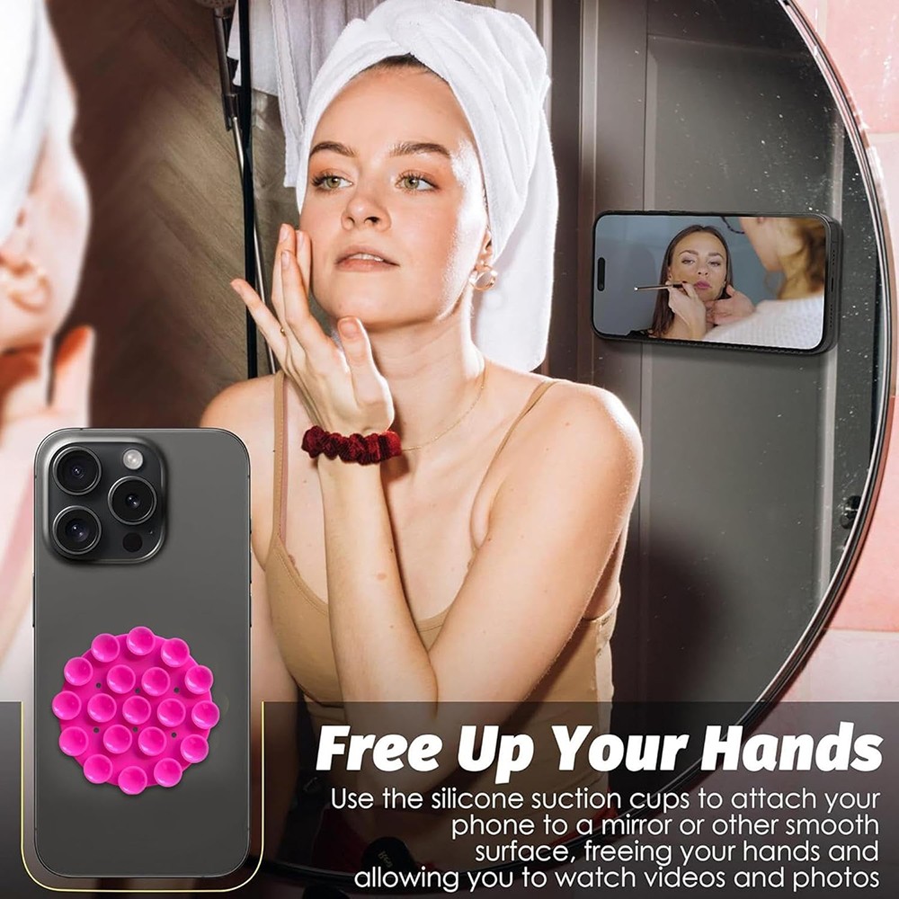Techsuit Βάση Κινητού - Βεντούζα για Selfies Phone Holder (SM PAD) Round ShapeLight Pink