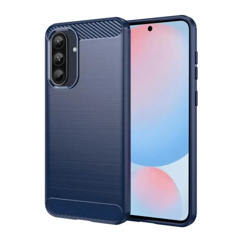 Forcell Samsung Galaxy A56 5G Brushed Texture Carbon Fiber Θήκη Σιλικόνης - Blue