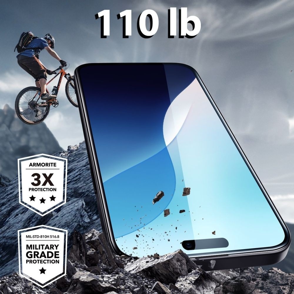 iPhone 16 / 15 Προστασία Οθόνης με Μαύρο Περίγραμμα ESR Armorite Series Full Face Tempered Glass