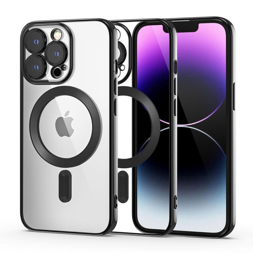 Tech Protect iPhone 14 Pro MagSafe Θήκη Με Πλαίσιο Σιλικόνης Διάφανη - Black