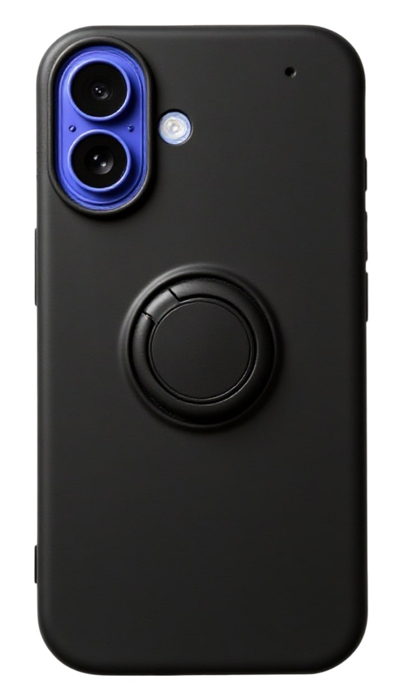 Forcell iPhone 16 Ring Θήκη Σιλικόνης - Black
