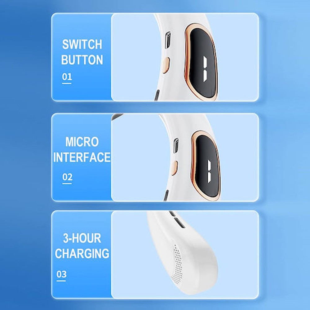 Techsuit H6 Φορητό Ανεμιστηράκι Λαιμού 1200mAh Μπλε