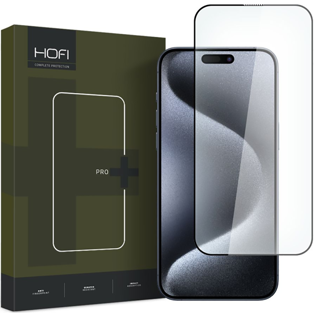 iPhone 15 Pro Προστασία Οθόνης με Μαύρο Περίγραμμα Hofi Glass Pro+ Full Face Tempered Glass