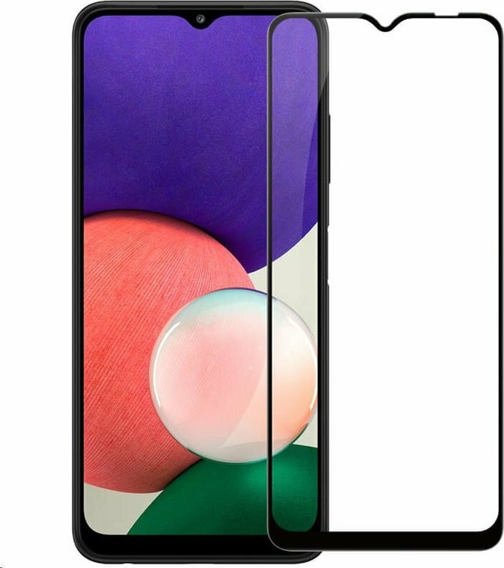 Samsung Galaxy A22 5G Προστατευτικό Τζαμάκι Μαύρο Full Glue 5D Full Screen Tempered Glass Black