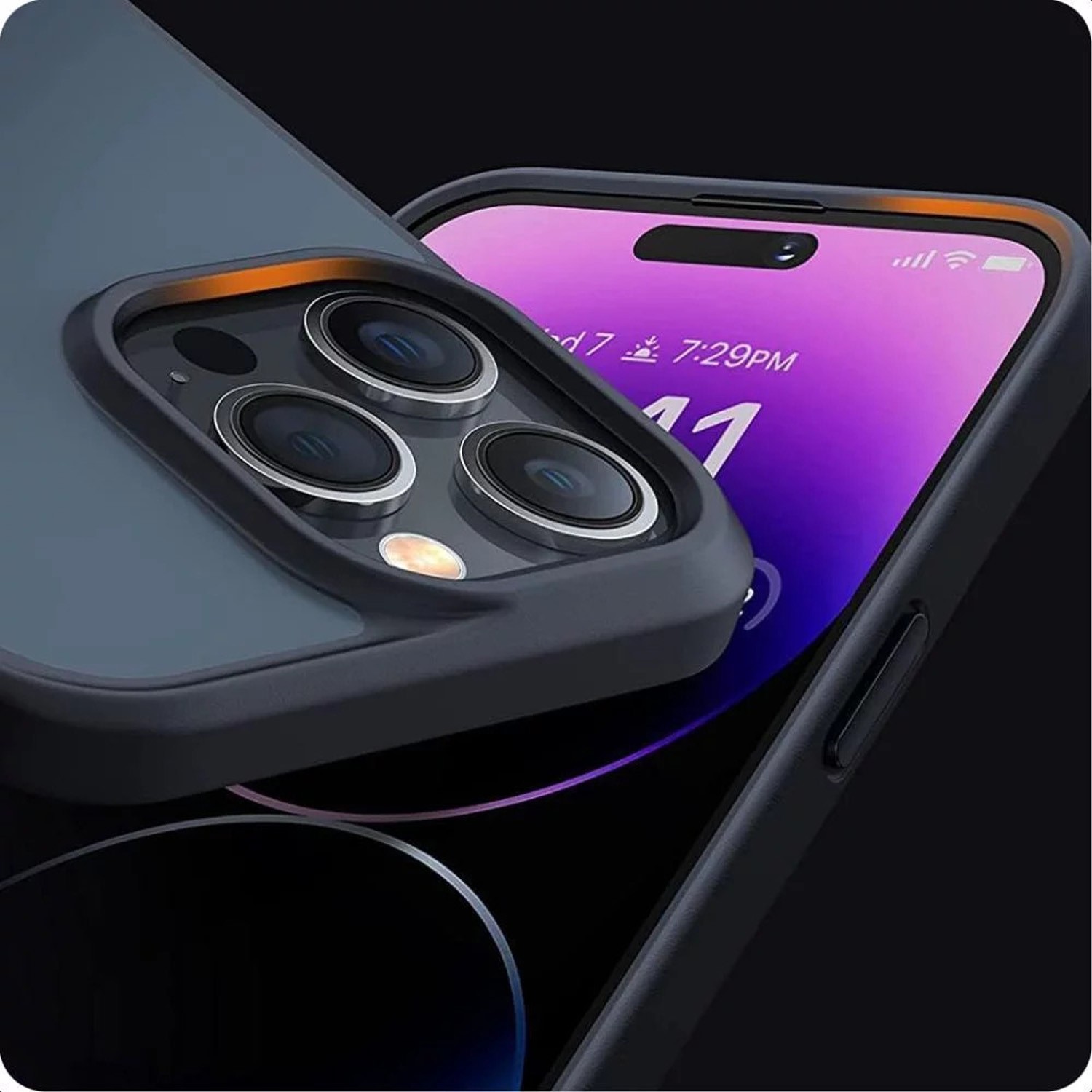 Tech - Protect iPhone 15 Pro Max Matte Θήκη Με Πλαίσιο Σιλικόνης - Black