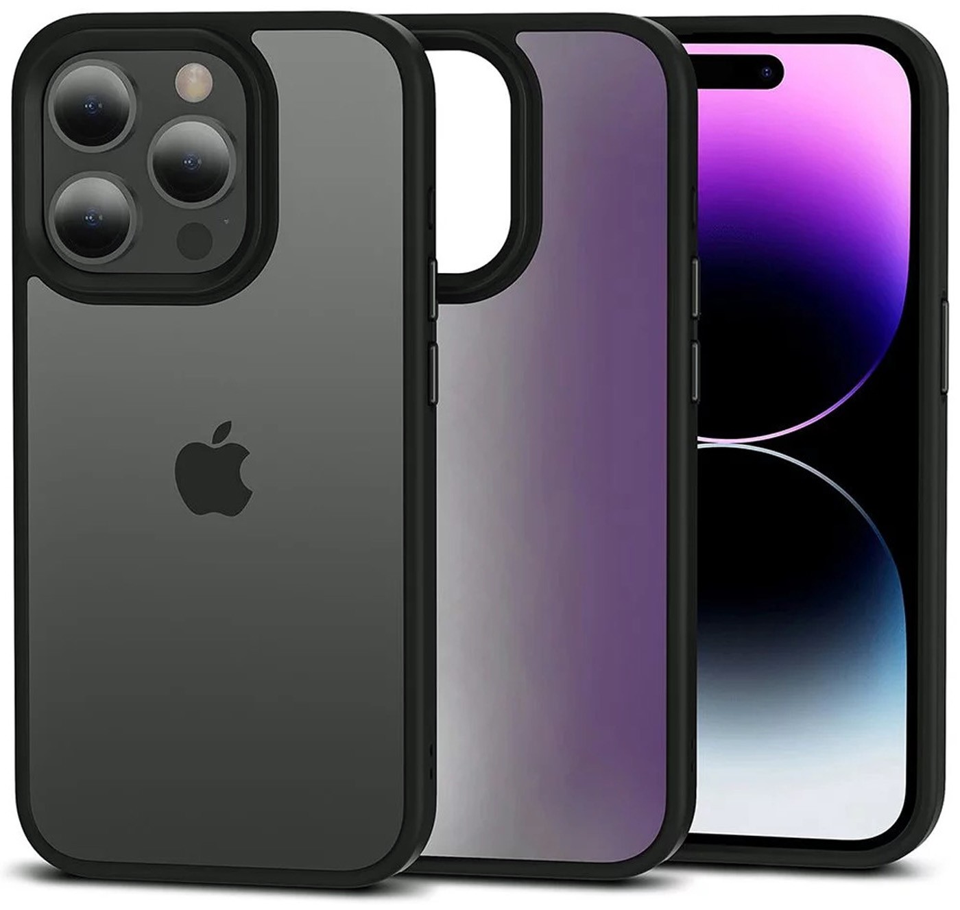 Tech - Protect iPhone 15 Pro Max Matte Θήκη Με Πλαίσιο Σιλικόνης - Black