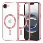 Forcell iPhone 16e MagSafe Electroplated Θήκη Με Πλαίσιο Σιλικόνης Διάφανη - Pink
