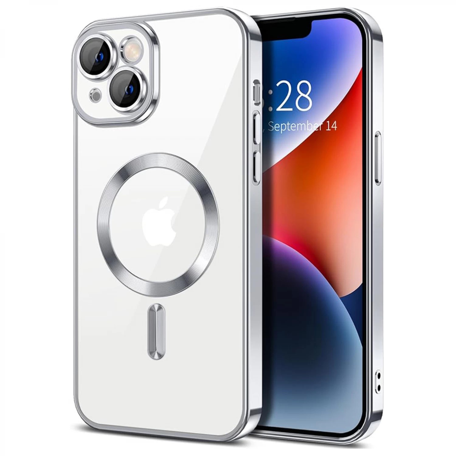 Techsuit iPhone 14 MagSafe Luxury Crystal Θήκη με Πλαίσιο Σιλικόνης Διάφανη - Silver