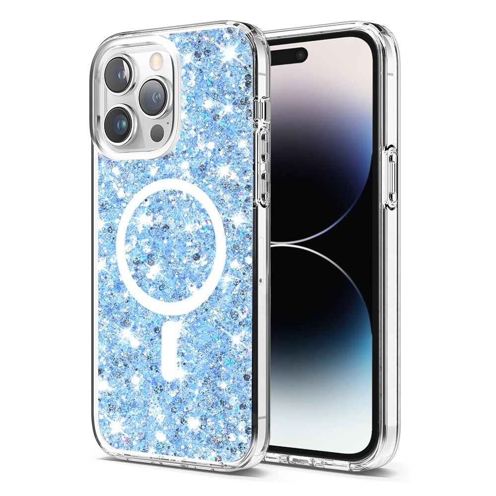 Techsuit iPhone 14 MagSafe Sparkly Glitter Θήκη με Πλαίσιο Σιλικόνης Διάφανη - Blue